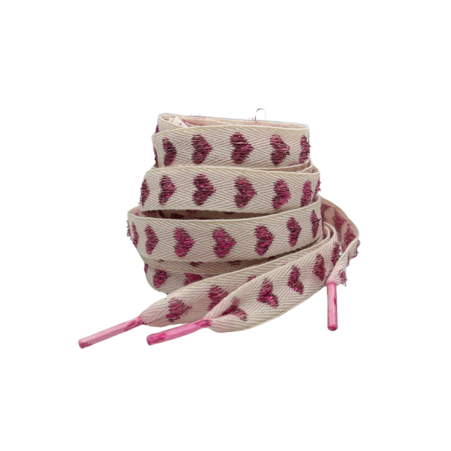 Shoelaces - Hearts (cream/pink)