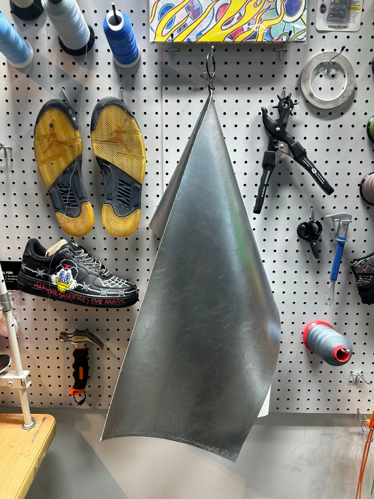 Leather - Metalic Smooth Dark Silver Pearlescent PU