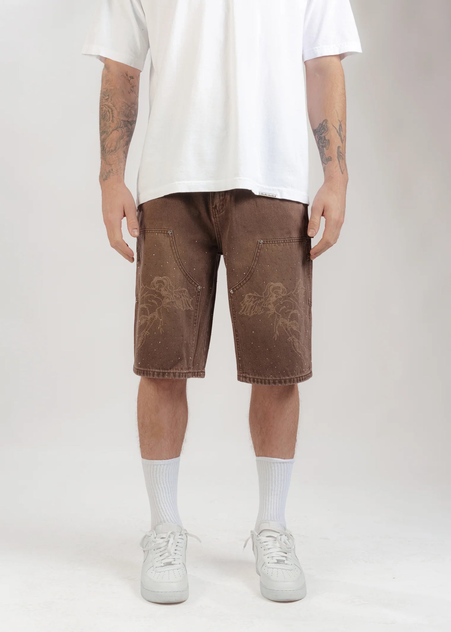 Sworn Rhinestone Brown Jean shorts