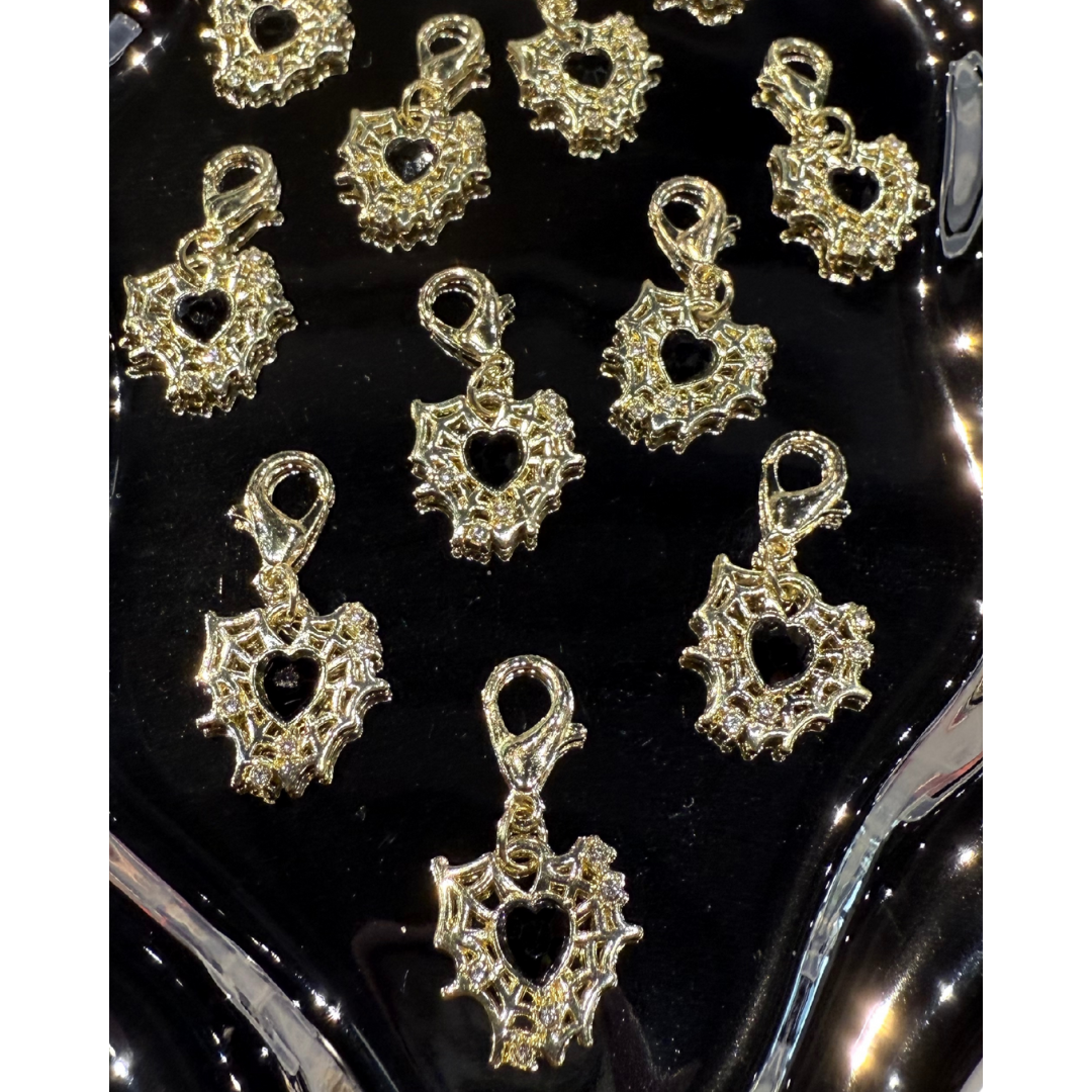 Charms - Spiderweb (rhinestone heart)