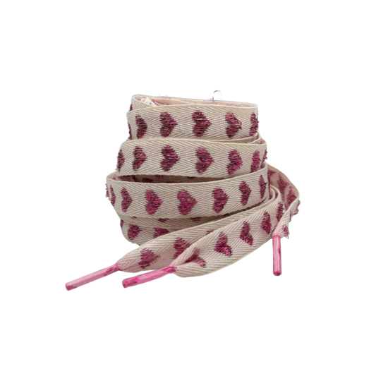 Shoelaces - Hearts (cream/pink)