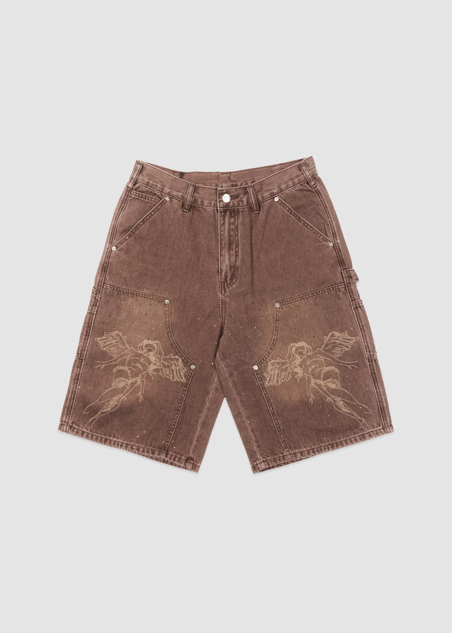 Sworn Rhinestone Brown Jean shorts