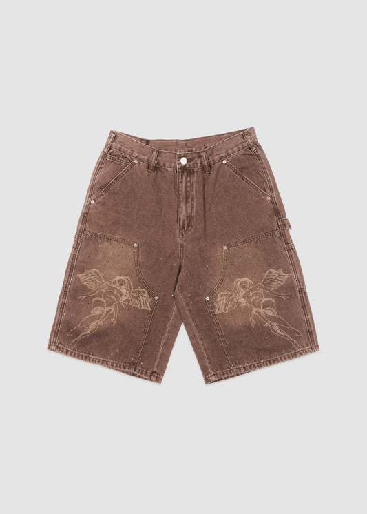 Sworn Rhinestone Brown Jean shorts