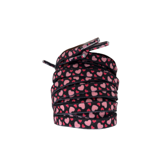 Shoelaces - Hearts (black/pink)