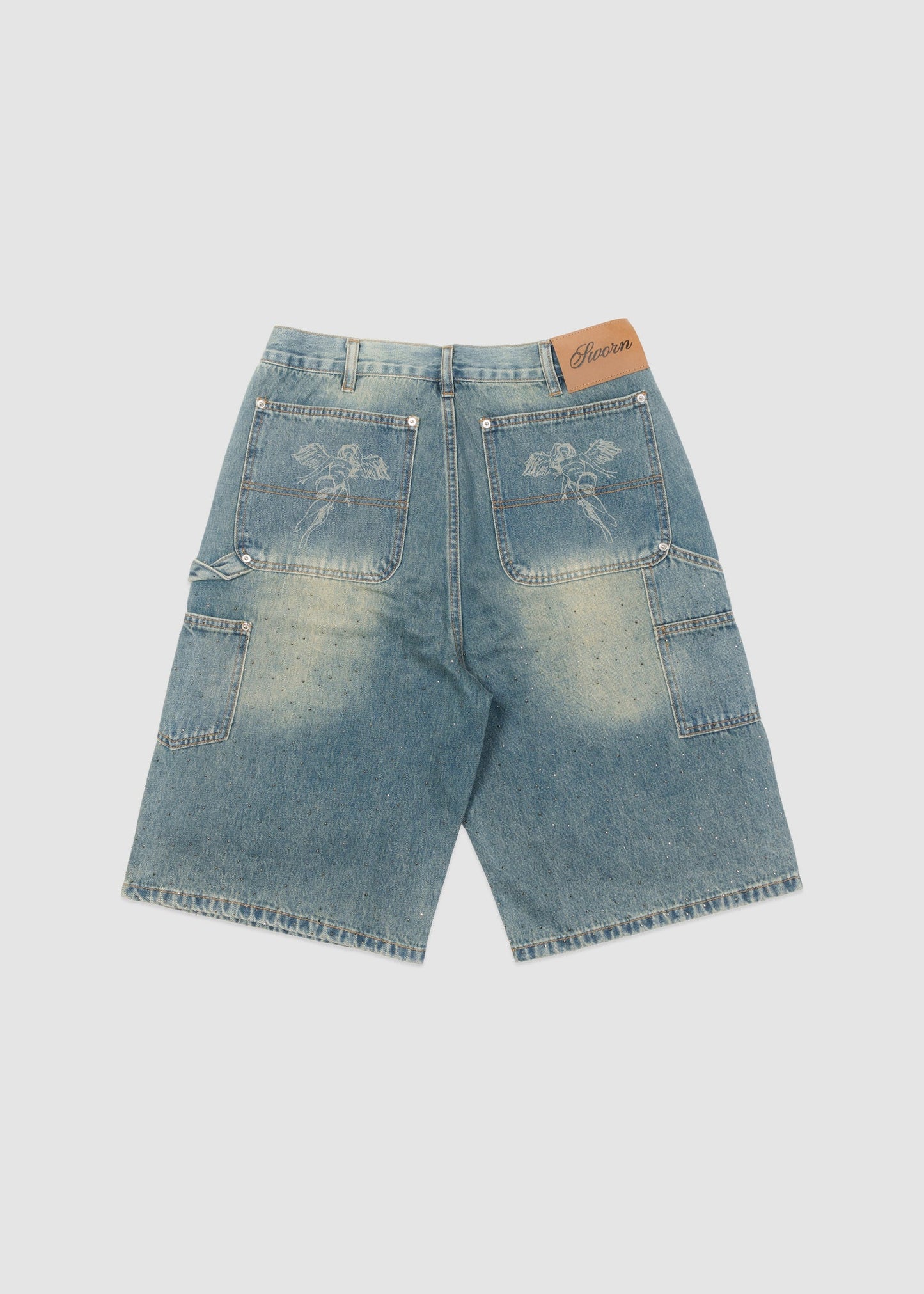 Sworn Rhinestone jeans shorts