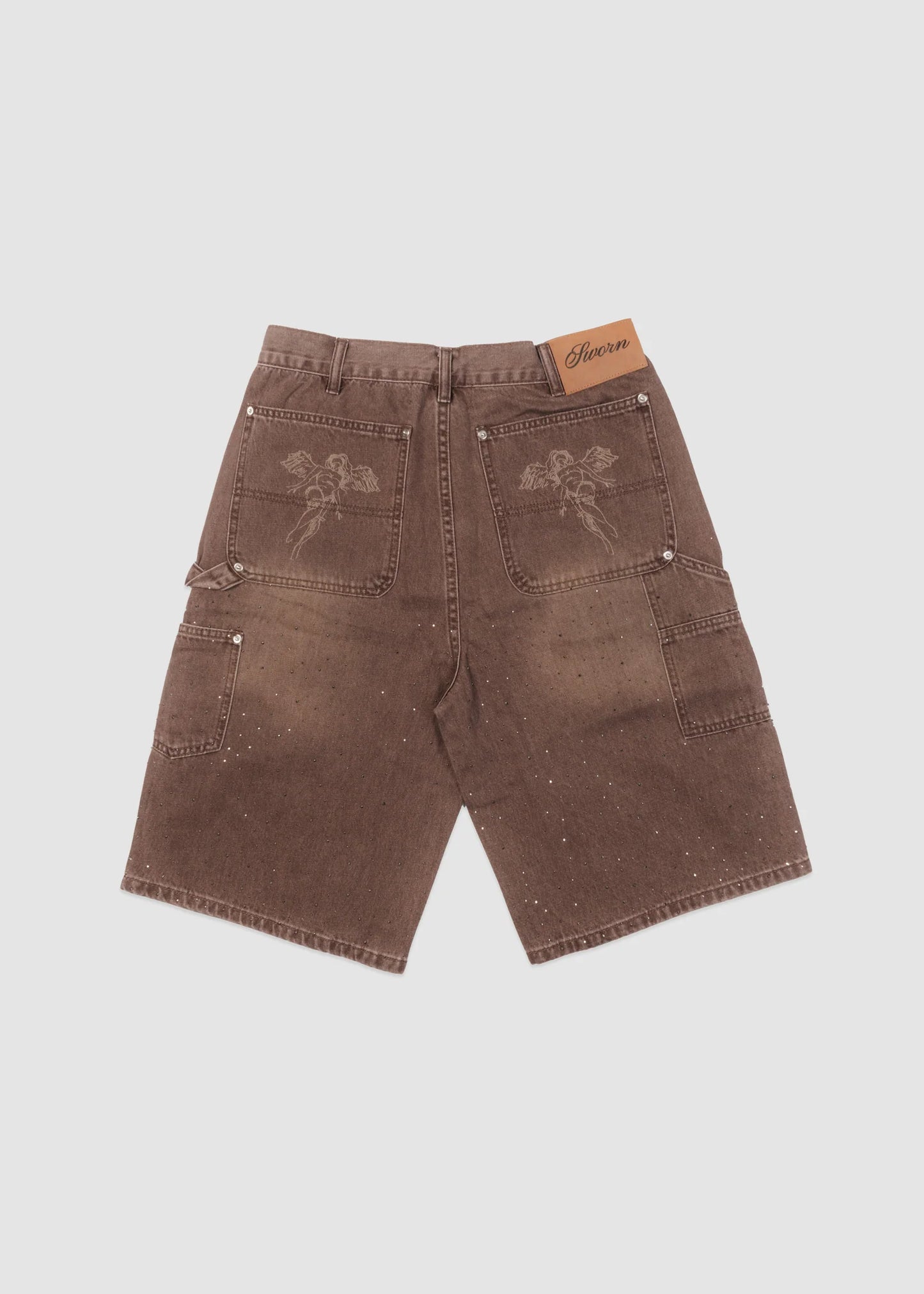 Sworn Rhinestone Brown Jean shorts