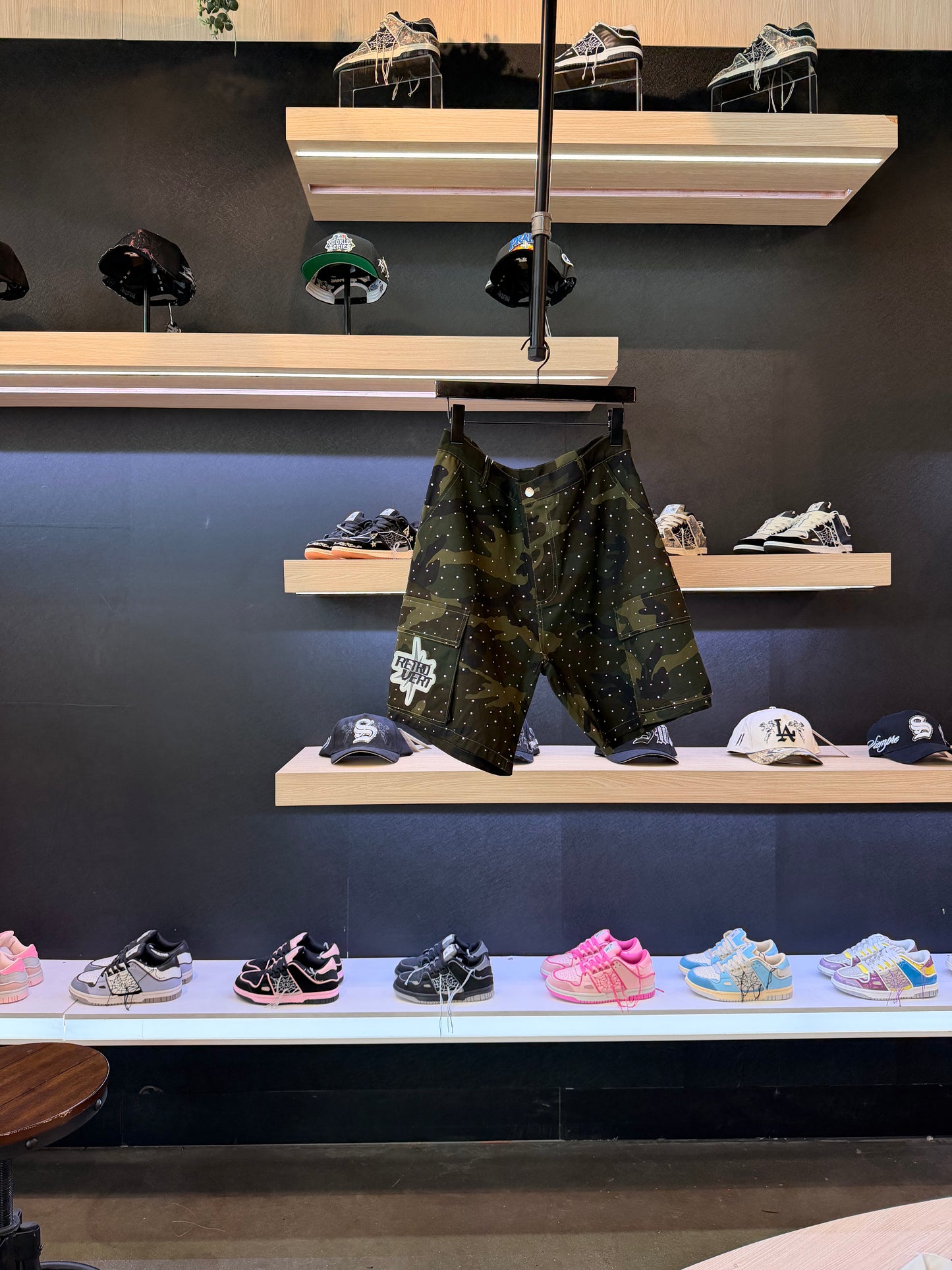 Retrovert camo rhinestone short