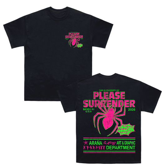 Please surrender pink spider tee