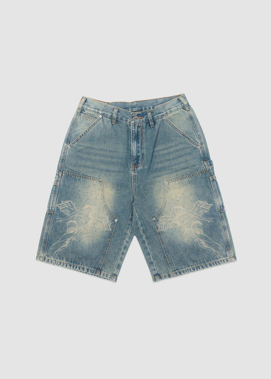 Sworn Rhinestone jeans shorts