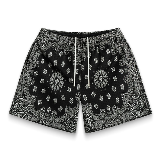 Bravest Black Paisely Shorts